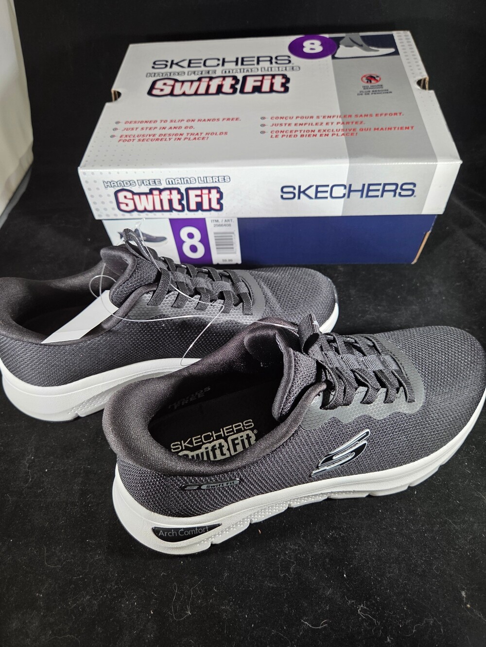 Skechers Hands Free Slip-ins Swift Fit Women's Walking Shoes, Charcoal Black, Si